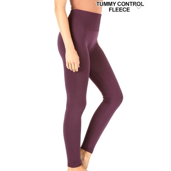 Zenana Outfitters Pants - Diamond Waist Fleece Zenana Tummy Control Leggings